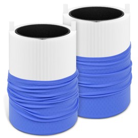 2 Packs 411i Max & 411a Max Replacement Filter Compatible with Blue Pure 411i Max & 411a Max Air Cleaner Purifier, Part # F4MAX, 2 Carbon Filters & 2 Washable Cover Pre-Filters