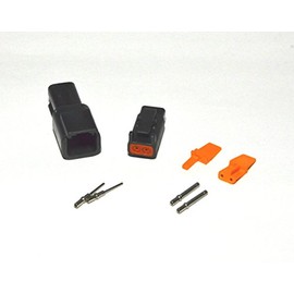 Deutsch DTM Black 2-pin Connector Kit, 20AWG Solid Contacts (Made in USA)