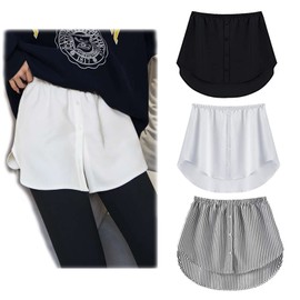 3 Pieces Shirt Extender for Women Adjustable Layering Fake Top Lower Sweep Shirt Half Length Skirt, Security of under skirts (A SET,L)