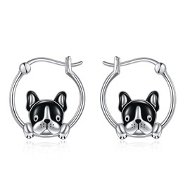 TOUPOP French Bulldog Earrings Dog Gifts for Dog Lover Dog Hoop Earrings S925 Sterling Silver Dog Jewelry for Women Cute Christmas Birthday Gifts for Girls Daughter