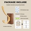 LECHYN 2 Pack Wooden Wall Hooks for Hanging, Adhesive Mounted