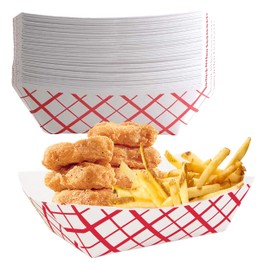 Under the Sun Products 2lb Paper Food Trays/Red and White Plaid Design-4.5" x 2.75" -Pack of 50ct
