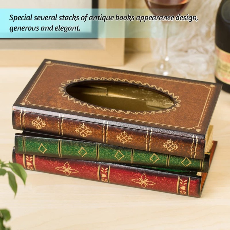 Elegant Antique Book Napkin Holder Novelty Tissue Box Holder for
