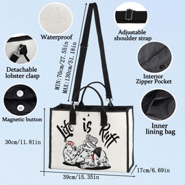 BWWKTOP One Hundred & One Dalmatians matians Dog Tote Bag Pongo & Perdita & Roger Fans Gift Roger and Anita Shoulder Bag (Hundred Dog New Bg)