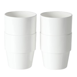 Rebirth Basic Stacking Cup, Set of 4, Cup, 9.5 fl oz (280 ml), Plastic, Made in Japan, Lightweight, Crack-Resistant, Dishwasher Safe (White)