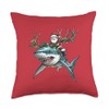 Santa Riding Shark Reindeer Antlers Merry Christmas Shark Throw Pillow