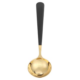 Cucharas profundas, cuchara de sopa de acero inoxidable 304 Cuchara de servir negra y dorada Cucharas de cocina para el hotel, restaurante del hogar, con mango largo