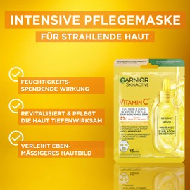 Garnier Vitamin C Pflegeset für das Gesicht, Geschenkset mit Mizellen Reinigungswasser, Tuchmasken, Anti-Dark Spot Serum & Feuchtigkeitspflege, Für einen strahlenden Teint, SkinActive, 4-teilig
