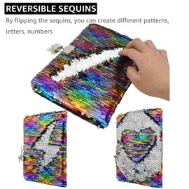 VIPbuy Unicorn Diary with Lock and Key - Reversible Sequin Secret Journal Notebook A5 Lined with Photo Corner for Girls Kids & Adults