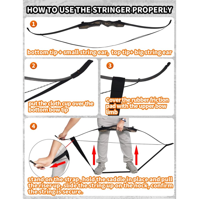 THREE ARCHERS Archery Bow Stringer Durable Nylon Bow String Tool