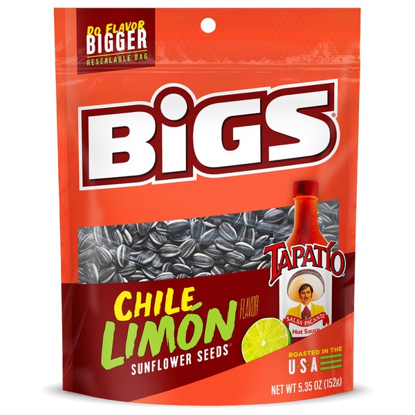 BIGS Tapatío Chile Limón Sunflower Seeds, 5.35-oz. Bag (Pack of 12)