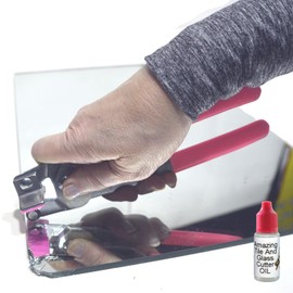 Glass Cutter for Thick Glass – Built-in Breaker, No Tap - Tap and Hope It Works, 2-in-1 Cutting Tool for Repairing Windows and Picture Frames, Incl. Oil, Step-by-Step Instructions and Online Videos