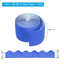 PATIKIL 3.9inch x 49.2ft Bulletin Board Border, Scalloped Trim Paper Corrugated Paper for Locker Classroom Decor Black White Cork Poster Boards, Sapphire Blue