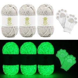 SunBling Crochet Yarn Glow in The Dark, 3 Pack of 150g/5.29oz Luminous Acrylic Yarn Supplies for Crocheting Knitting, Crochet Soft Yarns Set Ideal for Beginners Professional DIY Crafts(Gray)