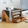 NiOffice Multi-Tier Wood Desk File Organizer with Side File Rack,