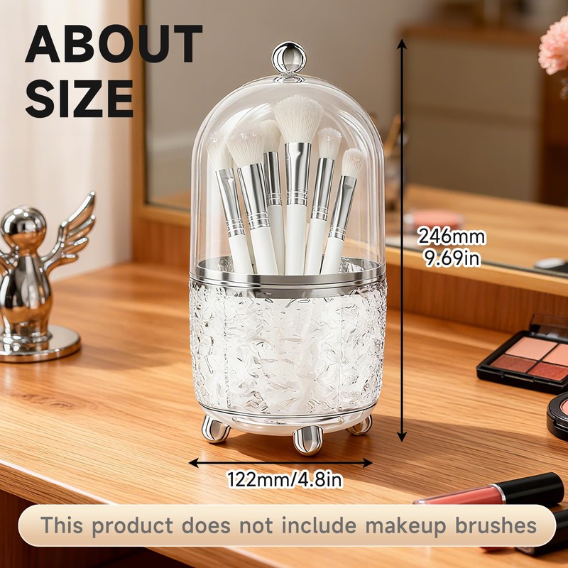 Awexilup Makeup Brush Holder with Lid, Cosmetic Tools Organizer with