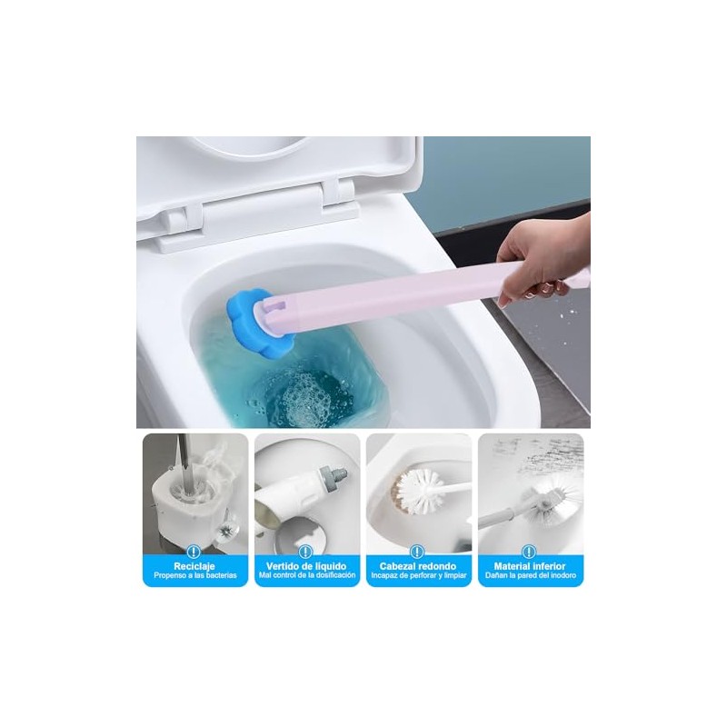 Juego de Cepillo de Inodoro Desechable 24pcs, con Limpiador y