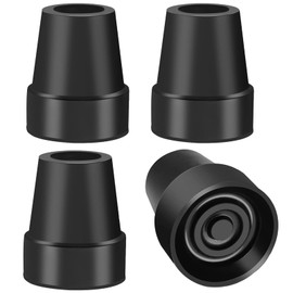 4-Pack Crutch Tips 7/8 Inch Upgrade Heavy Duty Rubber Crutch Accessories Replacement Rubber Cane Tips, Black