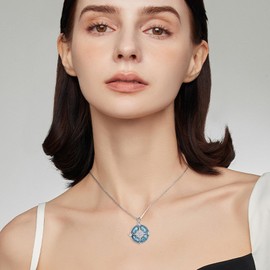 POPLYKE Sterling Silver Turquoise Compass Pendant Necklace Inspirational Necklace Graduation Journey Gifts for Women