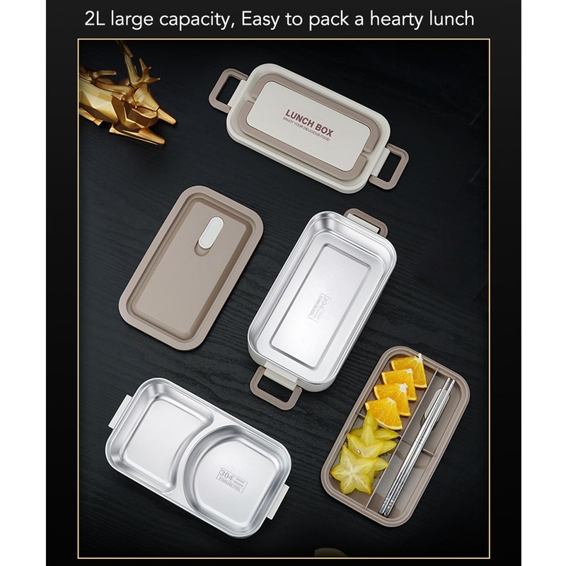 2 Tier Stackable Bento Box 304 Stainless Steel Insulated Lunch