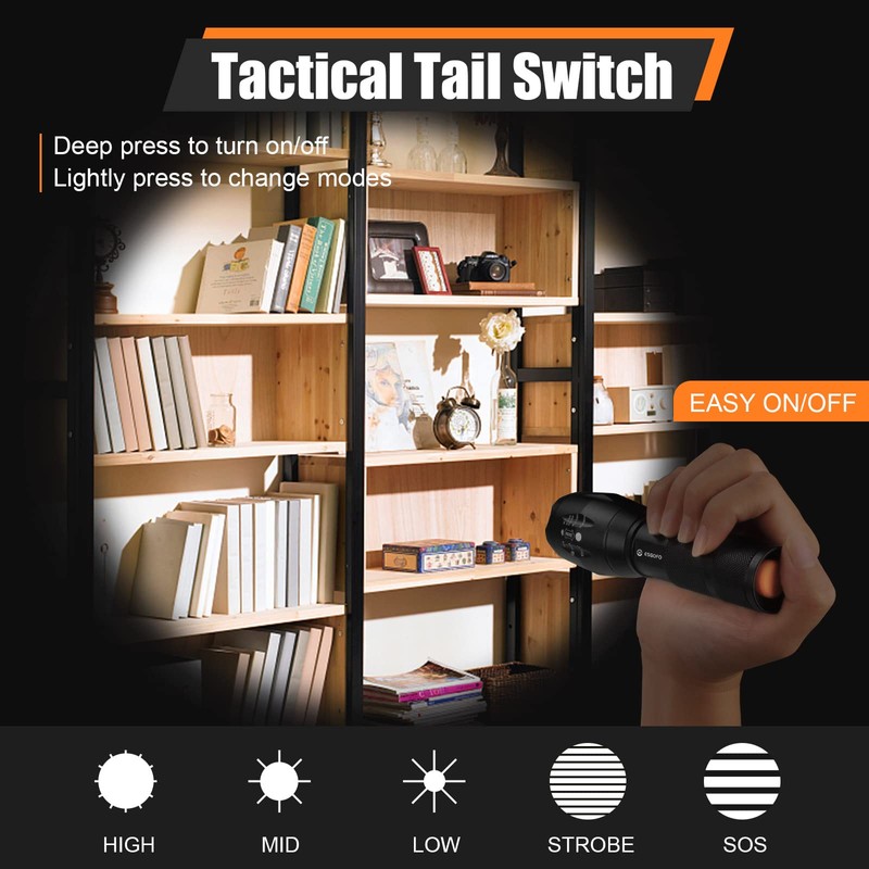 Esgofo LED Flashlights 2 Pack Bright Powerful EDC Handheld Flash