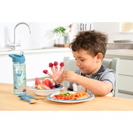 Nesting Snack Boxes, Set of 3 Including Straw Sipper, Tiny to Tots Kids Set, Back to School, Lunch Box with Multi Compartments, Snack Storage (Purple Nested Boxes + Lunch Bag + Straw Sipper)