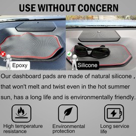 SENSHINE Silicone Dash Dashboard Cover Mat for Toyota Tundra Accessories 2014 2015 2016 2017 2018 2019 2020 2021 Material Interior Dash Pad Anti Dust Insert Liner Premium Custom (Red Trim)