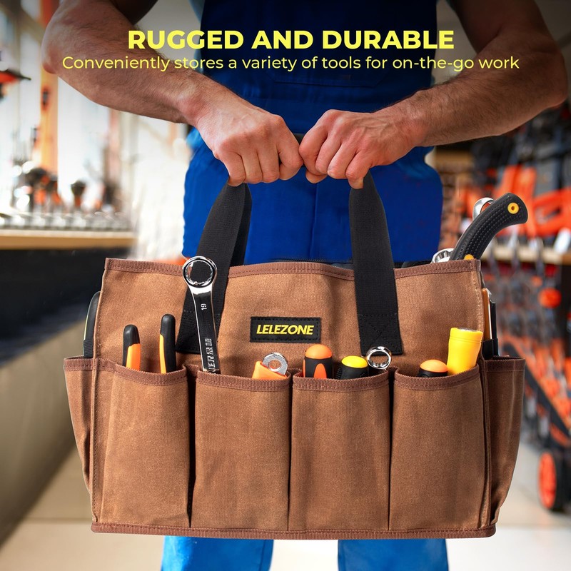 Tool Bag 16 oz. Waxed Canvas Tool Bag Large Capacity