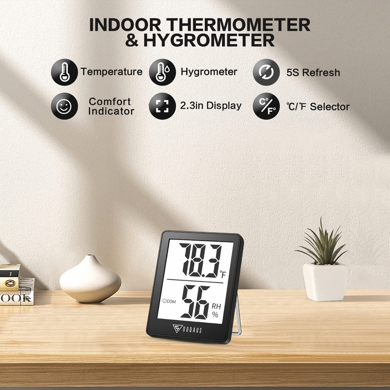 DOQAUS Digital Hygrometer Indoor Thermometer 3 Pack, Room Thermometer with