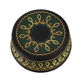 Muslim Prayer Hat Embroidered Islamic Cap Saudi Arabia Men’s Skull Caps Turkish Prayer Hats Kufi Ramadan Embroidery Cap Saudi Namaz Skull Caps Round Top Beanie Hat Islam India Headwear