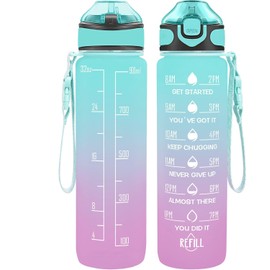 FRAGSCEN 32OZ Sports Water Bottles, Green-Purple