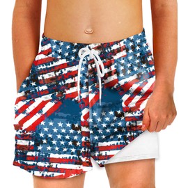 Fourth of July Surf Trunk Kids Compression Liner Patriotic Board Shorts Memorial Day Print Trunks 9-10 Years