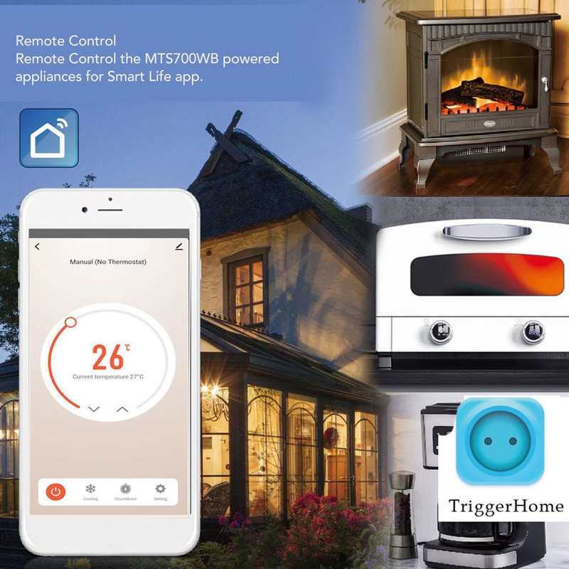 Smart Plug in Thermostat 2.4GHz WiFi Remote Control White Wireless