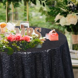DUOBAO Sequin Tablecloth Round 60 Inches Black Round Tablecloth 60 Inch Birthday Decor Glitter Tablecloth Black Round Tablecloth for Wedding Table Cloths for Parties Sequin Tablecloth Overlay