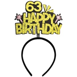 ALLUREVIE 63rd Birthday Headband Birthday Crown 63rd Birthday Decorations and Party Supplies Happy Birthday Hat 63rd Birthday Party Ideas