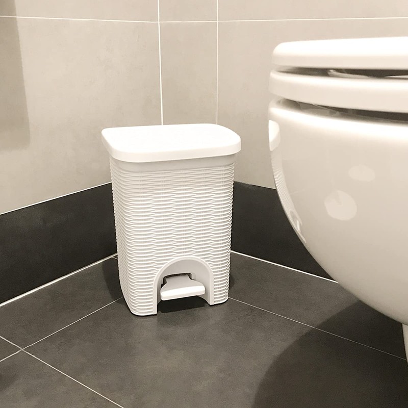 Stefanplast Elegance Bathroom Dustbin, White, 20.5 x 20.5 x 28
