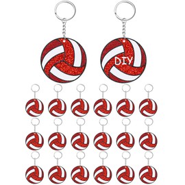 Taiyin 18 Pcs Volleyball Keychain Bulk DIY Sublimation Sports Charms Stuff Gifts Keychain for Team Party Favors(Glitter)