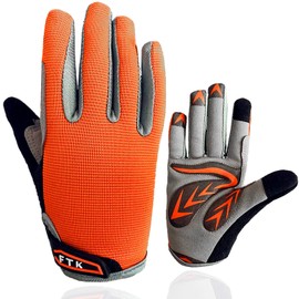 Children’s Cycling Gloves, Unisex for Ages 2-11, Pair of Touchscreen Cycling / Skate / Sports Gloves, Spring / Summer, All Weather, Gel Padded, Non-Slip, Breathable, orange, m