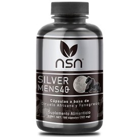 NSN  Silver Mens  Suplemento para hombres 40 Salud de Prstata  Ciruelo Africano, Ginseng, Maca Negra  100 Cpsulas