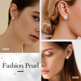 Suplight 8mm Pearl Earrings for Women 925 Sterling Silver Non Piercing Clip On Pearl Earrings Womens Jewelry