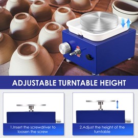 NantFun Mini Pottery Wheel Machine, 6.5cm 10cm Double Turntables Detachable Basin Forming Machine Adjustable Speed Electric Ceramic Wheel with Clay Tools for Kids Adults Beginners