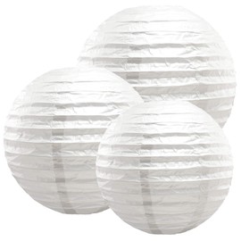 LumaBase 72006 Multi Size Paper Lanterns - White, Set of 6