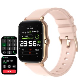 Smartwatch Make Calls with Speaker, 1.7 Inch Touch Screen, Direct Pair with Bluetooth Headphones, Wireless, Music Storage, Whatsapp Capable, Fitness Tracker, Blood Pressure, Heart Rate Monitor, Pedometer, Sports Watch, pink, Strap.