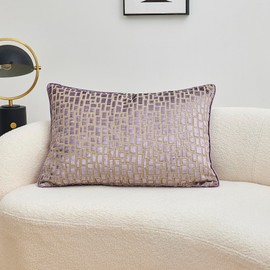 THE-TINOART Modern Decorative Lumbar Throw Pillow Covers 18x26inch Violet Cut Velvet Design Couch Sofa Pillow Covers for Living Room Couch Bed Sofa Chair 1piece