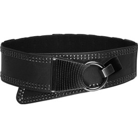 BlackButterfly Wide Elastic Stretch Retro Metal Interlock Buckle Belt (Black, US 6-8)