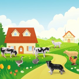 Sumind 16 Pcs Mini Farm Animal Toys Realistic Plastic Kids Animal Figurines Playset for Kids Birthday Cake Topper Easter Egg Fillers Animal Theme Toys