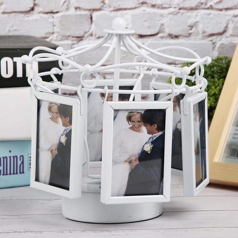 Rotating Photo Display Frame Multifunctional Removable Stable Metal Desktop Photo
