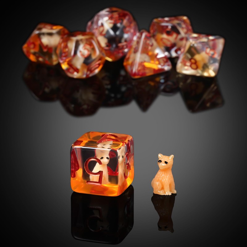 Fox Dice Set D&D, DNDND 7 pcs Resin D&D Die