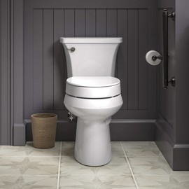 KOHLER 25875-0 Hyten Elevated Quiet-Close Elongated Toilet Seat, Contoured Seat with Grip-Tight Bumpers, Quick-Attach Hardware, White