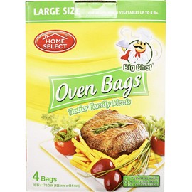 Home Select Oven Bags Large Size (16 Inch x 17.5 Inch) 4 Bags; for Meats, Fish & Vegetables up to 8 lbs
